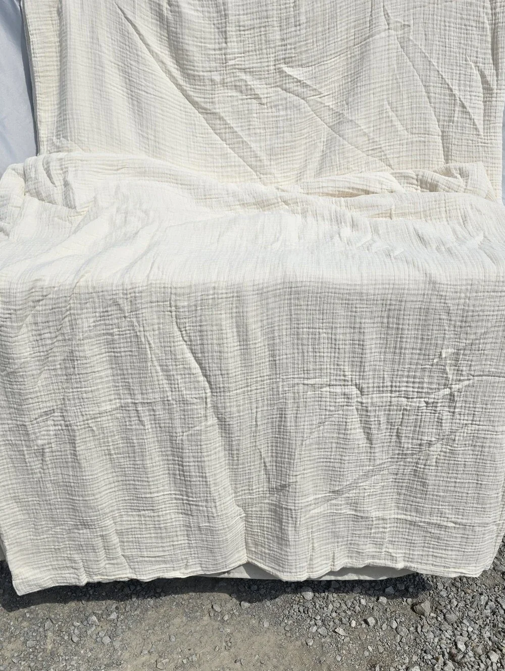 Quince FULL / QUEEN Organic Cotton Gauze Airy Duvet Cover Set & 2 Shams Undyed